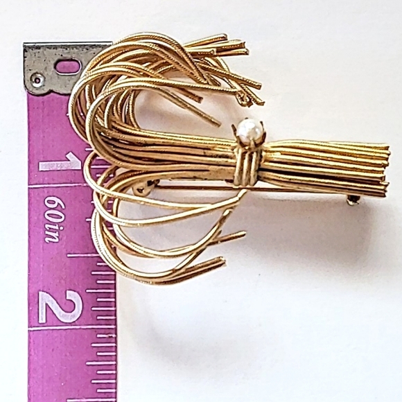 VINTAGE WIRE BROOCH with GENUINE PEARL - WHEAT SHEAF? - Picture 5 of 7